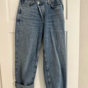 Agolde Light Blue criss cross Boyfriend Jeans
